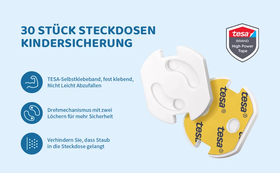 WEMK sockets child locking 30 pieces with Tesa adhesive tape socket protection with rotary mechanism child locking socket socket fuse for babies and children - Steckdosen Kindersicherung