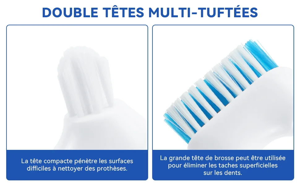 4 X Denture Brush Teeth Cleaning Brushes Portable Double Tip Denture Brushes - Falsche Zahnbürste