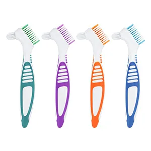 4 X Denture Brush Teeth Cleaning Brushes Portable Double Tip Denture Brushes - Falsche Zahnbürste