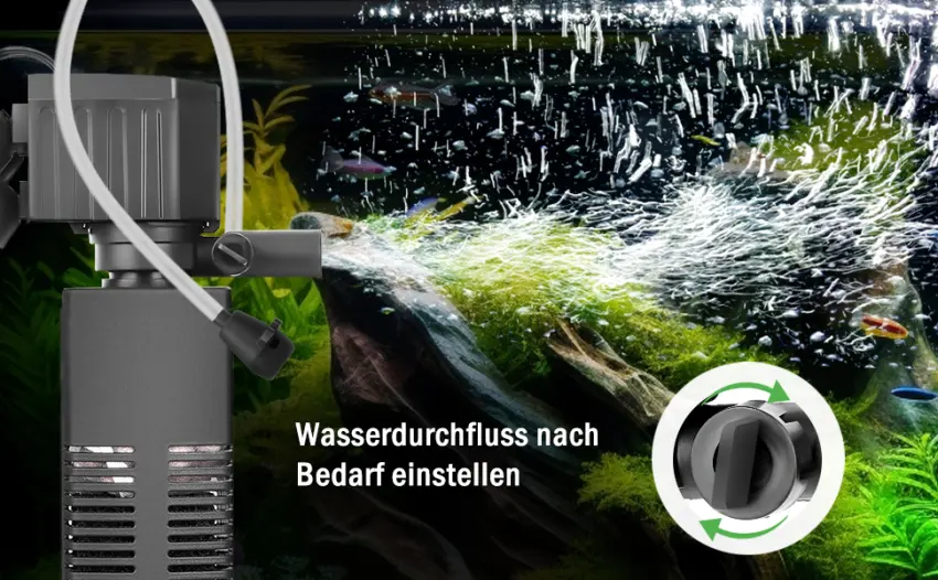 AQQA aquarium filter 4 EN 1 Strong current aquarium filter pump 650l/h adjustable aquarium internal filter for tank up to 200l (18W) - Aquarium Filter