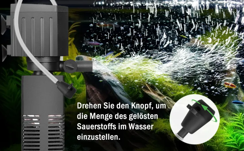 AQQA aquarium filter 4 EN 1 Strong current aquarium filter pump 650l/h adjustable aquarium internal filter for tank up to 200l (18W) - Aquarium Filter