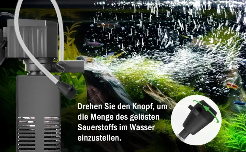 AQQA aquarium filter 4 EN 1 Strong current aquarium filter pump 450l/h adjustable aquarium internal filter for tank up to 120l (12W) - Aquarium Filter