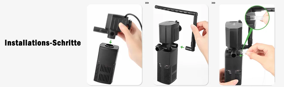 AQQA aquarium filter 4 EN 1 Strong current aquarium filter pump 450l/h adjustable aquarium internal filter for tank up to 120l (12W) - Aquarium Filter
