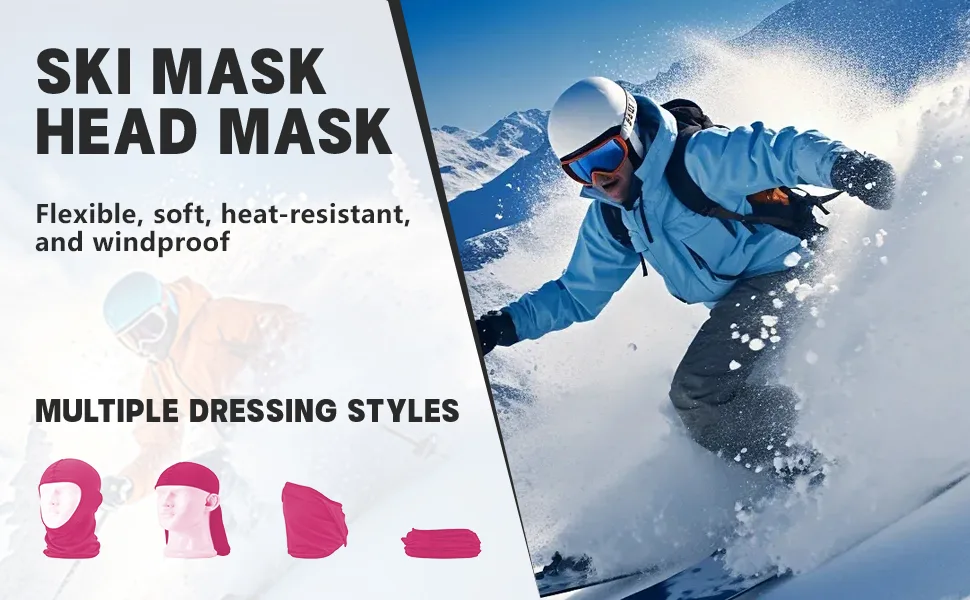 Kotkiddy Balaclava Ski Mask Head Mask Full Face Mask Windproof Sun Protection UV Protection Hood for Women (Pink) - product information 1