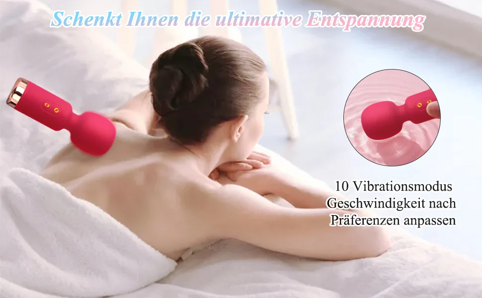 Mini portable vibration for women massage tab strong premium silicone hand massage devices with 10 vibration modes waterproof wireless small massage device rechargeable quiet (red) - Handmassagegerät