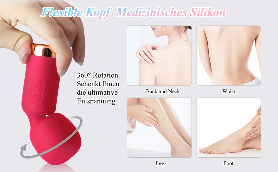 Mini portable vibration for women massage tab strong premium silicone hand massage devices with 10 vibration modes waterproof wireless small massage device rechargeable quiet (red) - Massagestab