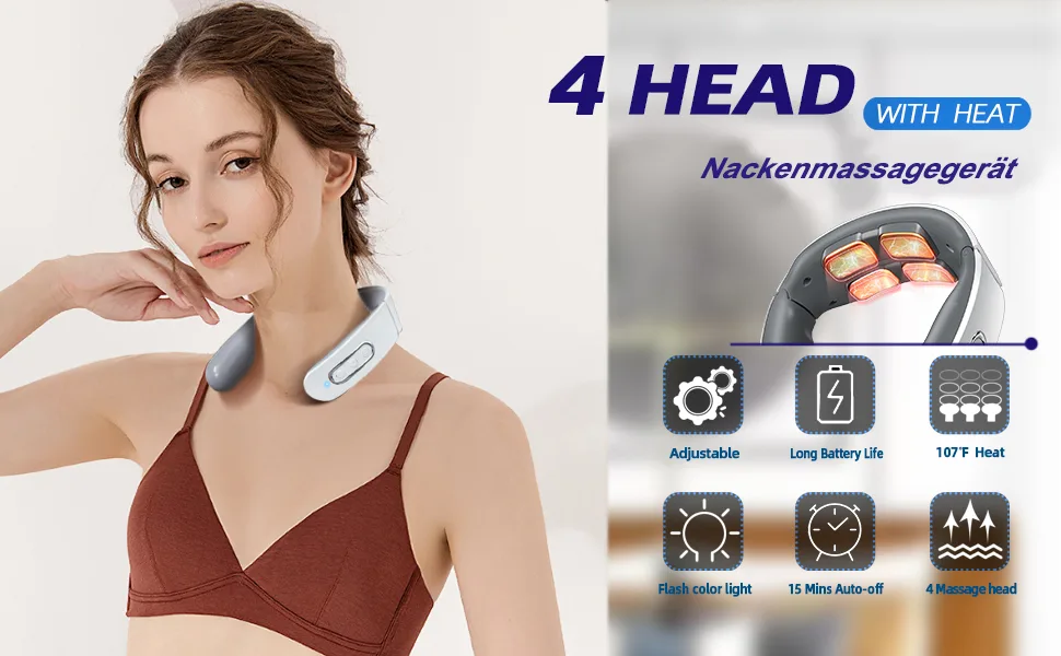 Neck massage device intelligent neck massage device with heating EMS 6 modes 9 intensity levels pain relief at the thermal function of neck shoulder - product information 1