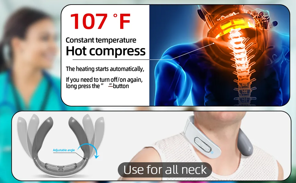 Neck massage device intelligent neck massage device with heating EMS 6 modes 9 intensity levels pain relief at the thermal function of neck shoulder - product information 4