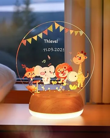 Thlevel personalized night light night lamp lamp bedside lamp 3 light modes with acrylic plate for children gift children's room bedroom living room b - product information 15