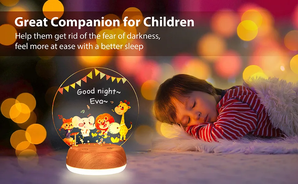Thlevel personalized night light night lamp lamp bedside lamp 3 light modes with acrylic plate for children gift children's room bedroom living room b - product information 2