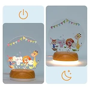 Thlevel personalized night light night lamp lamp bedside lamp 3 light modes with acrylic plate for children gift children's room bedroom living room b - product information 3