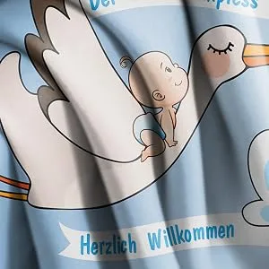 160 x 70 cm large stork banner set for birth weatherproof clattering stork banner blue - Storch Banner
