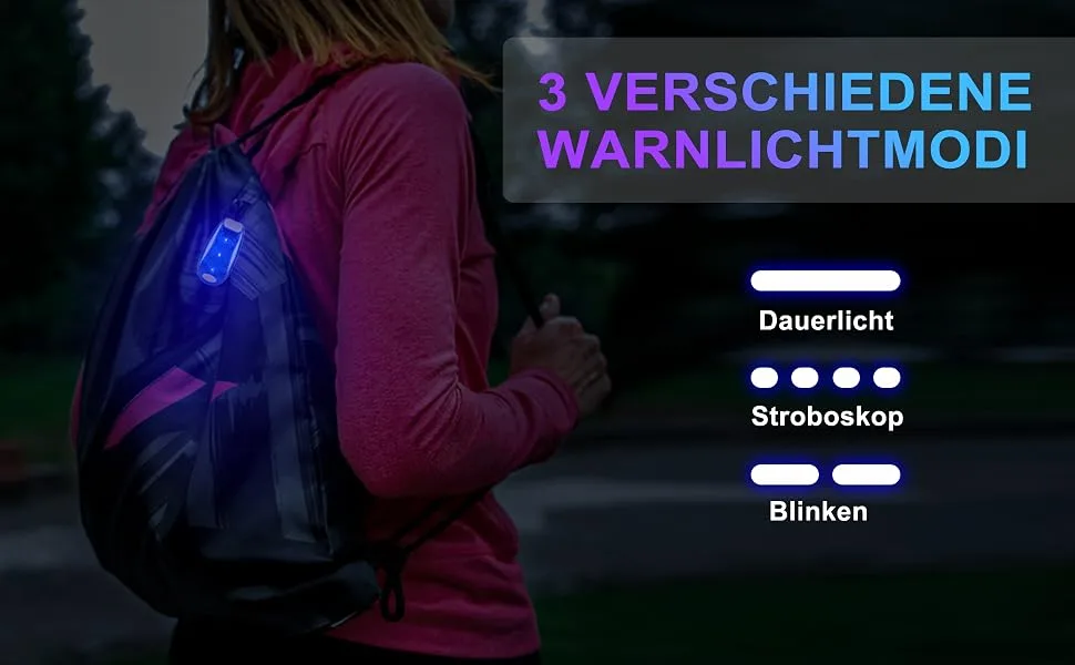 Lebexy LED Bline light safety light 2 pieces set |Three light modes |Safety light for children school bags | Ideal safety warning lamp for strollers cycling hiking camping pets blue - licht für schulranzen