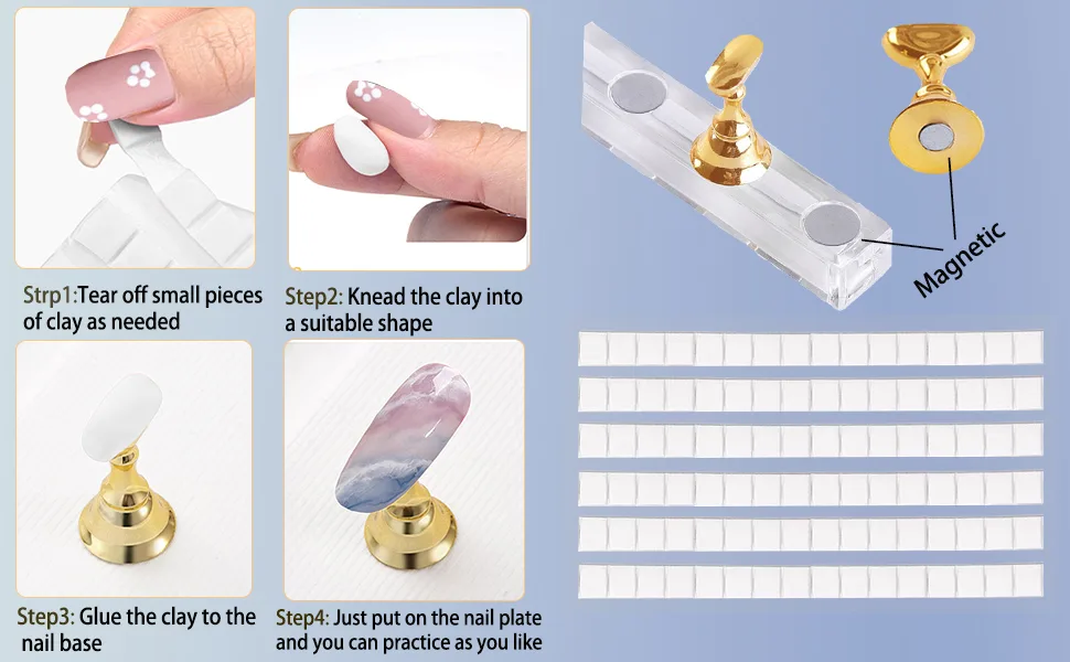 Acrylic nail display stand training fingernail display stand nail tip holder for false nail tip manicure tool salon DIY manicure tool 2er set (gold and silver) - product information 2