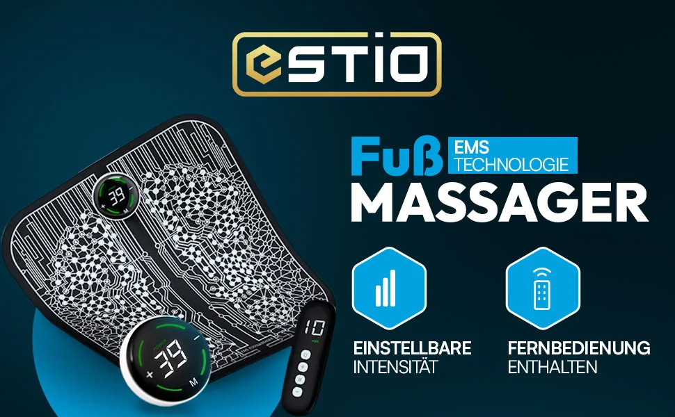 ESTIO EMS footprint including remote control portable foot massage device with 39 levels & 10 modes electrical foot massage for better circulation - EMS Fußmassagegerät