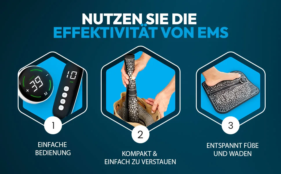 ESTIO EMS footprint including remote control portable foot massage device with 39 levels & 10 modes electrical foot massage for better circulation - EMS Fußmassagegerät