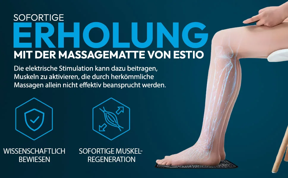 ESTIO EMS footprint including remote control portable foot massage device with 39 levels & 10 modes electrical foot massage for better circulation - EMS Fußmassagegerät