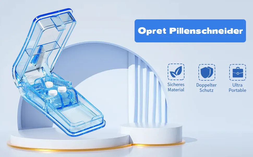 Willight 1 piece of tablet divider pill divider medication divider medication divider with storage subject divides pills precisely cut into half a quarter for tablets (blue) - product information 1