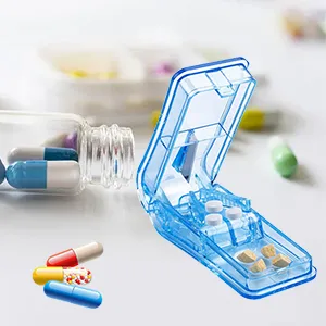Willight 1 piece of tablet divider pill divider medication divider medication divider with storage subject divides pills precisely cut into half a quarter for tablets (blue) - product information 2
