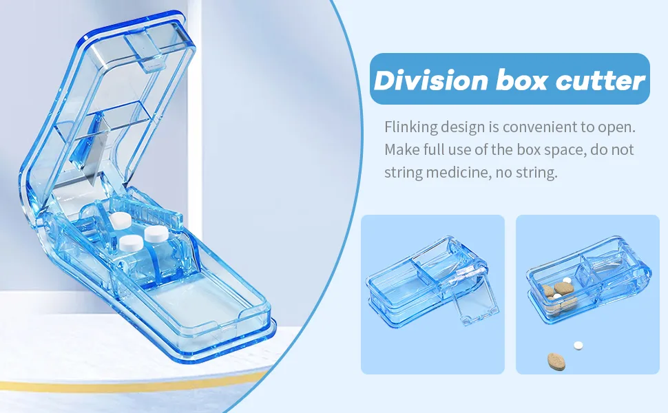 Willight 1 piece of tablet divider pill divider medication divider medication divider with storage subject divides pills precisely cut into half a quarter for tablets (blue) - product information 5
