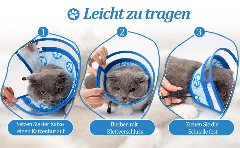 Ohcozzy adjustable sore crane cat with transparent window part breathable network soft cat collar anti-lull after the operation pet protective collar (m dark blue) m dark blue - halskrause katze