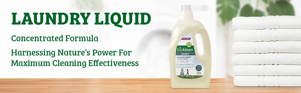 Biokleen Sport Laundry Liquid Lavender Eucalyptus 64 fl oz (1.89 L) - Liquid, Soap, Detergent, Scent Free, Powder, Clean, Washer, Safe, Baby, Gentle, Soft, Pod, Natural