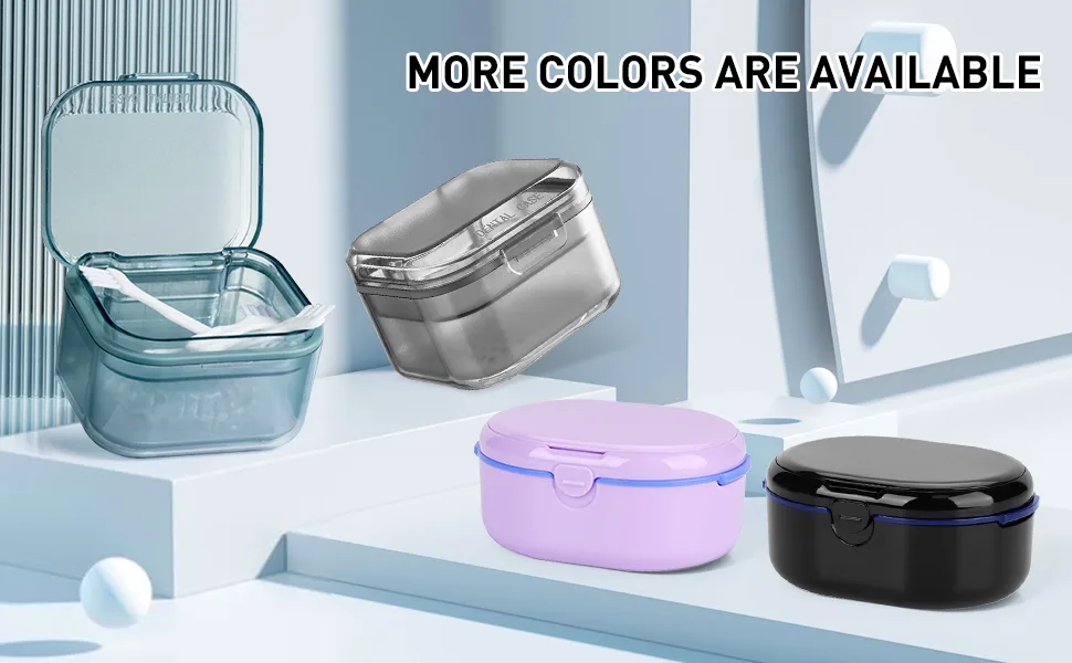 Bite can broken tose prosthesis cleaner denture container braces forced cleaner prosthesis dose of duct boxing box clip box can for denture prosthesis prosthesis denture bath box with strainer pink - product information 6