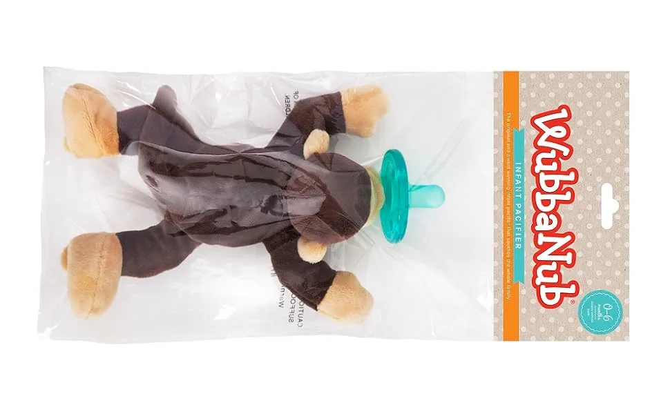 WubbaNub Infant Pacifier 0-6 Months Monkey 1 Pacifier - polybag with header card package