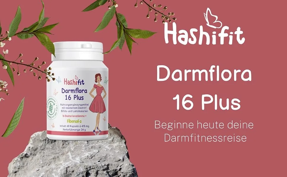 Darmflora 16 Plus Bifido & Lactobacilli strains with resistant dextrin 60 capsules - hashifit darmflora 16 plus darmaufbau probiotika prebiotika