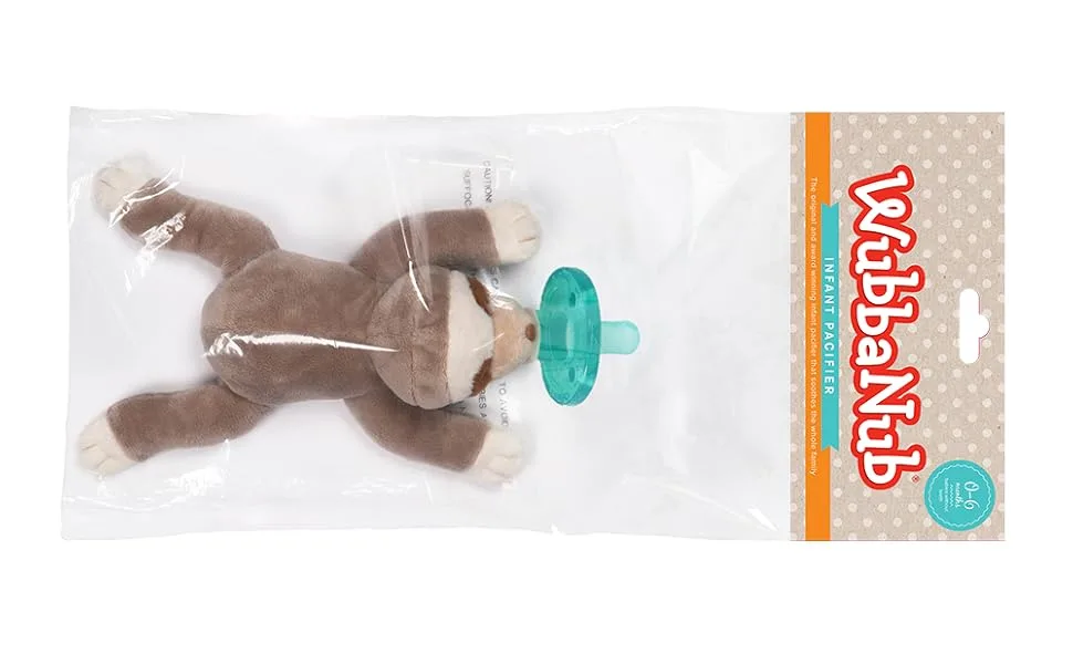 WubbaNub Infant Pacifier 0-6 Months Baby Sloth 1 Pacifier - sloth polybag with header card