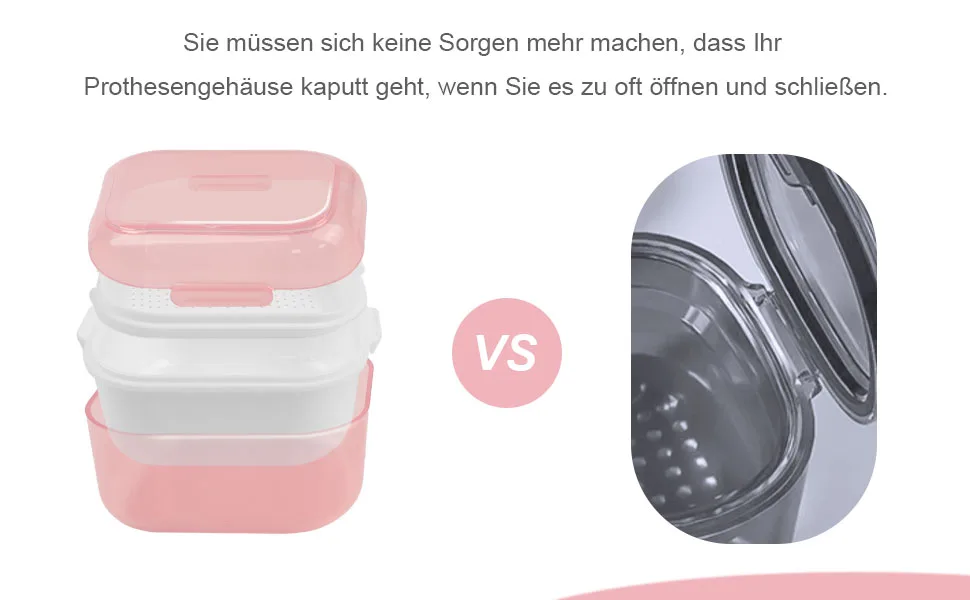 Prohese dinner with sieve denture can for storing bite rails dinner for cleaning soaking and storing dentures and mouth tools blue - Prothesendose mit Sieb
