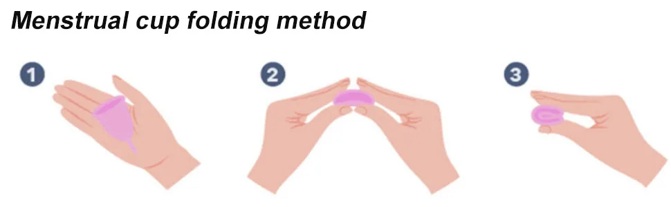 Menstruation cup guador reusable cup menstrual cup medical silicone soft safe and reusable size S for normal to bleeding with sterilizer and cleaning brush - Menstrual cup folding method