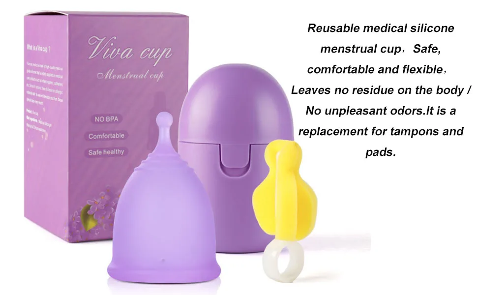 Menstruation cup guador reusable cup menstrual cup medical silicone soft safe and reusable size S for normal to bleeding with sterilizer and cleaning brush - Menstruationstasse