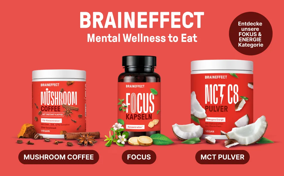 Braineffect focus - natural caffeinated long -term concentration capsules - brain booster brain tablets without caffeine for more focus with vitamin B5/B12 60 memory capsules 60 pieces - product information 1
