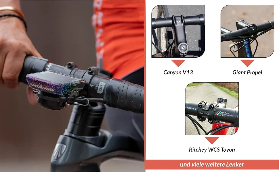 Closethegap RACEDAY DM KARBON BIED computer bracket - bicycle handlebar holder for assembly on standard steering cams compatible with adapter with GoPro Garmin Wahoo Bryton - CloseTheGap Raceday dm