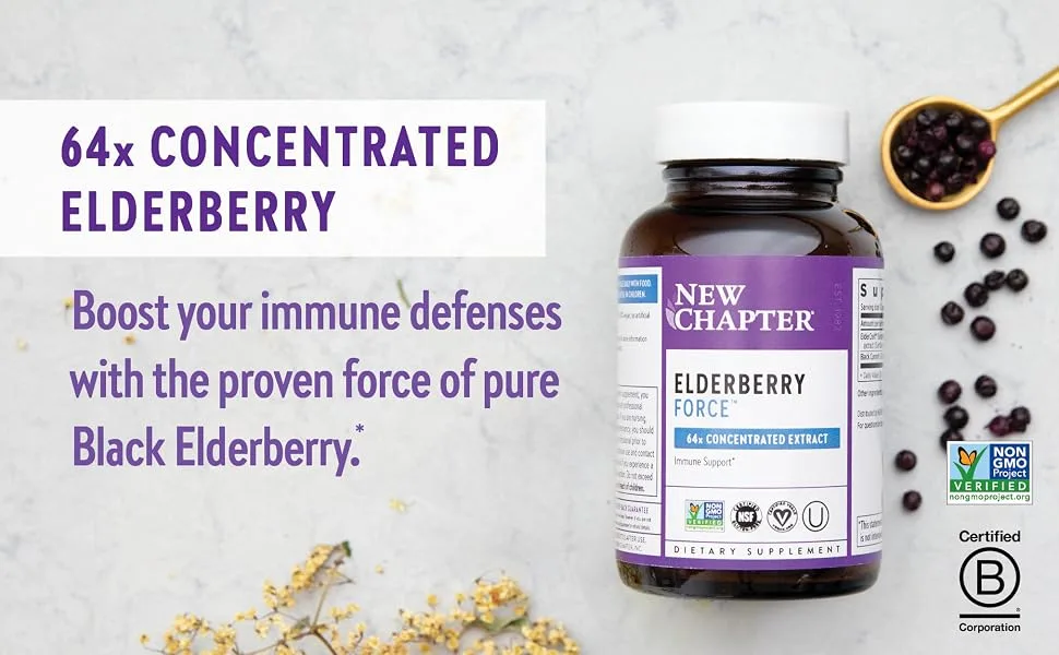 New Chapter Elderberry Force 30 Vegan Capsules - lderberry, elderberry syrup, elderberry capsule, elderberry syrup kids, black elderberry