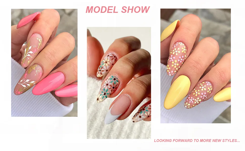 Sethexy French almond false nails. - SETHEXY