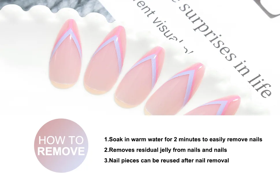 Sethexy French almond false nails. - SETHEXY