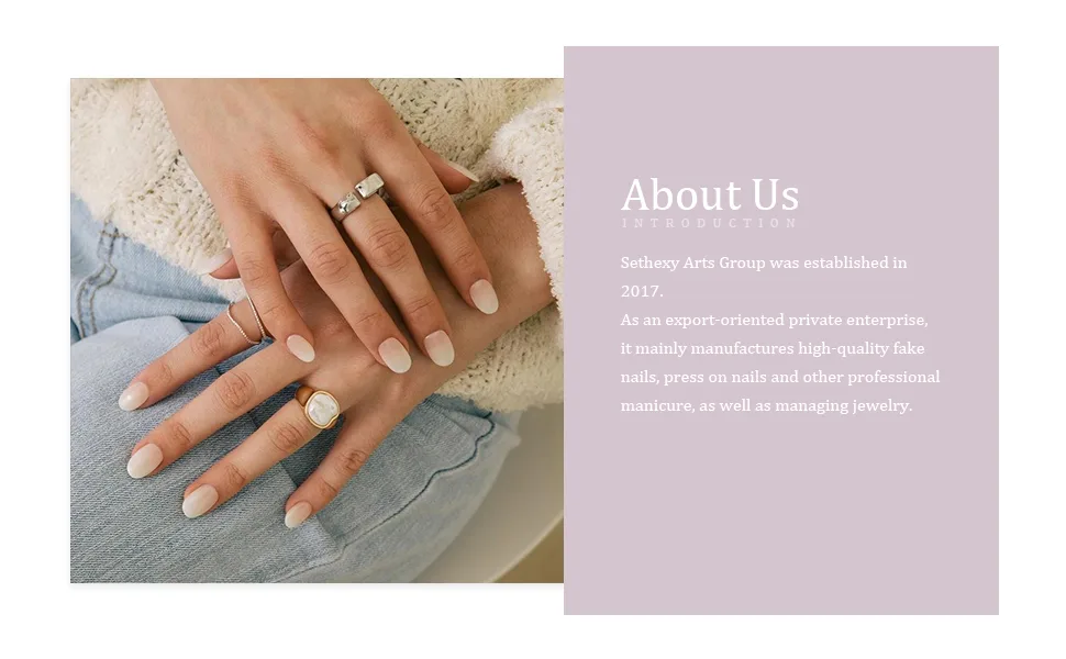 Sethexy French almond false nails. - sethexy