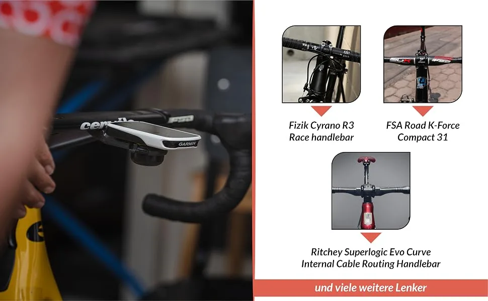 Closethegap RACEDAY SL Karbon Bicycle computer bracket - bicycle handlebar holder for 31.8 mm steering steering stem compatible with adapter with GoPro Garmin Wahoo Bryton light bicycle accessories - CloseTheGap Raceday sl