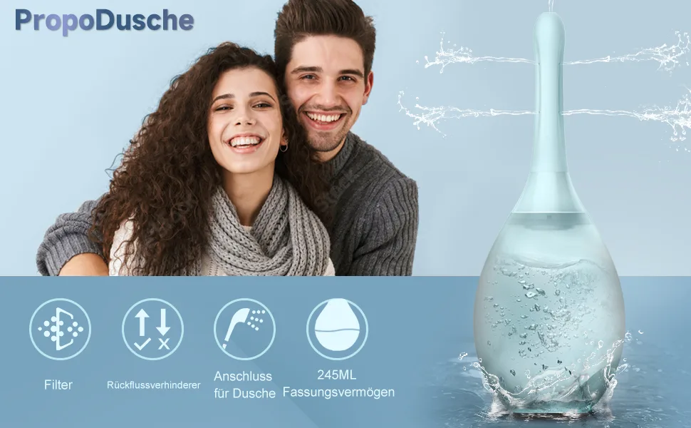 Analdschusche enema intestinal cleaning Mrs. Herr - Anal shower 245ml Irrigator intestinal flushing anti -return and filter enema can be connected to a shower hose. - product information 1