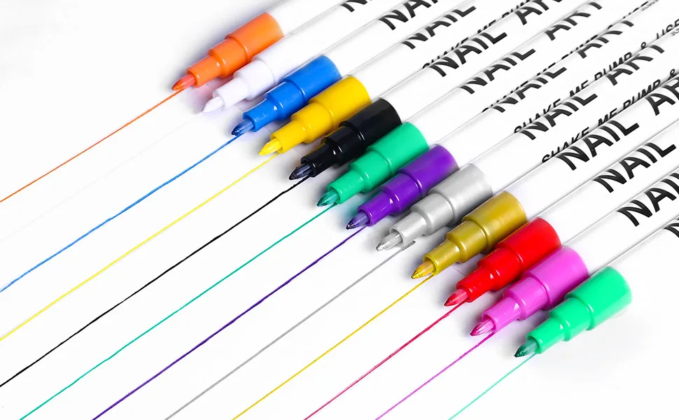 Nail Art 3D Paint Pen Drawing Nail Dot Graffiti Dotting Pen Acrylic Nail Art Practice Lines New Nail Art Pen - nail art pen