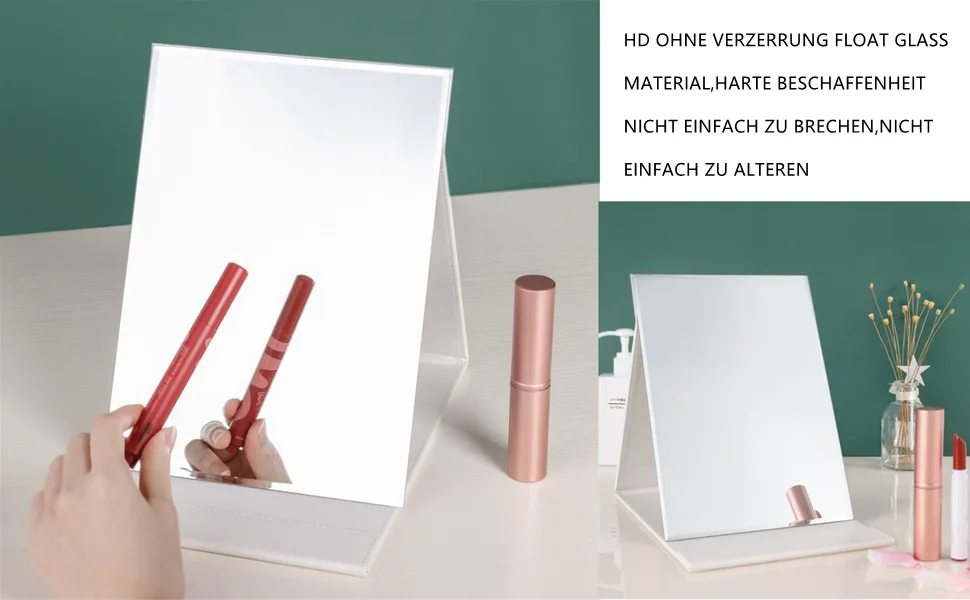 ZCOOOOOOOL SPIEGEL Large Super HD Mirror Multi Multi Stand Angle Free Hand/Handheld/Table Plate Foldable Mirror 6.9x4.9 inch Small Rosa - product information 2