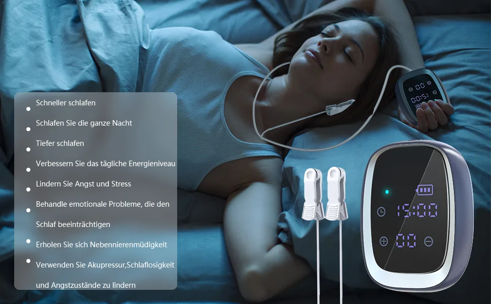 Ikeener sleep aid device for insomnia portable ces microelectronic pulse device quick falling asleep improvement of sleep relief anxiety depression headache (black) - Demonstration effektiver Funktionen von Schlaftherapiegeräten