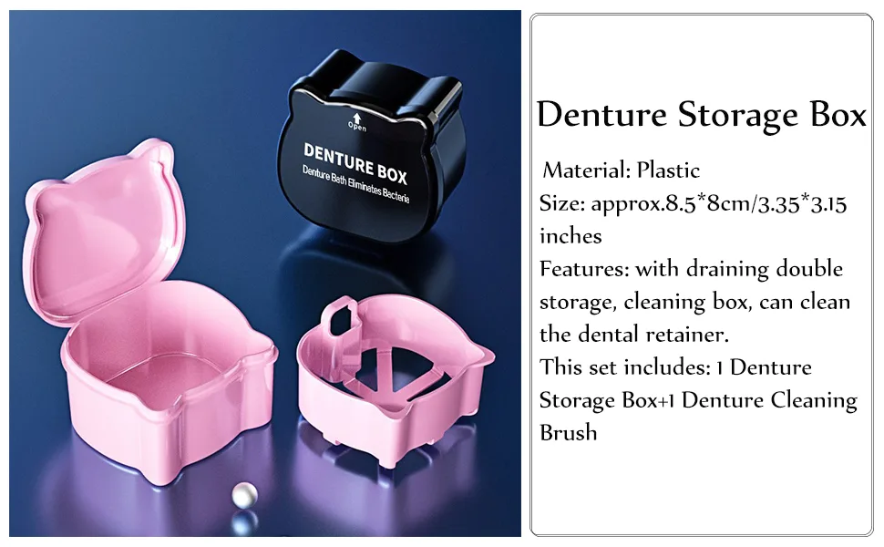 Prosthesis box denture box with sieve guador braces dose prostheses cleaner brushes spanging dinner bite can storage box prosthesis denture box box denture cup black - Zahnprothese