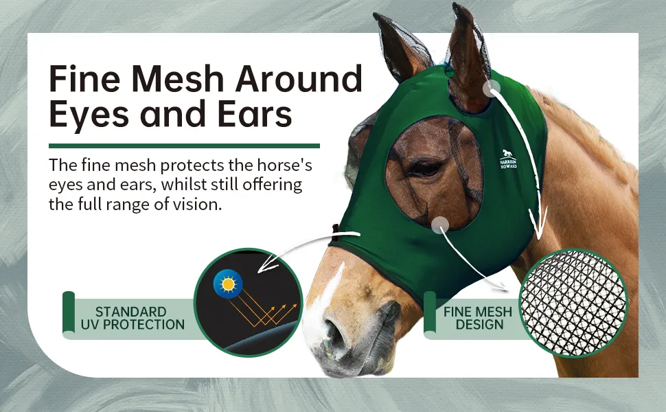 Harrison Howard Stretable breathable UV protection fly mask with mesh eye opening for full visibility and ventilating ear covers Checker Board Extra Full (Extra-Large) Checker Board - product information 4