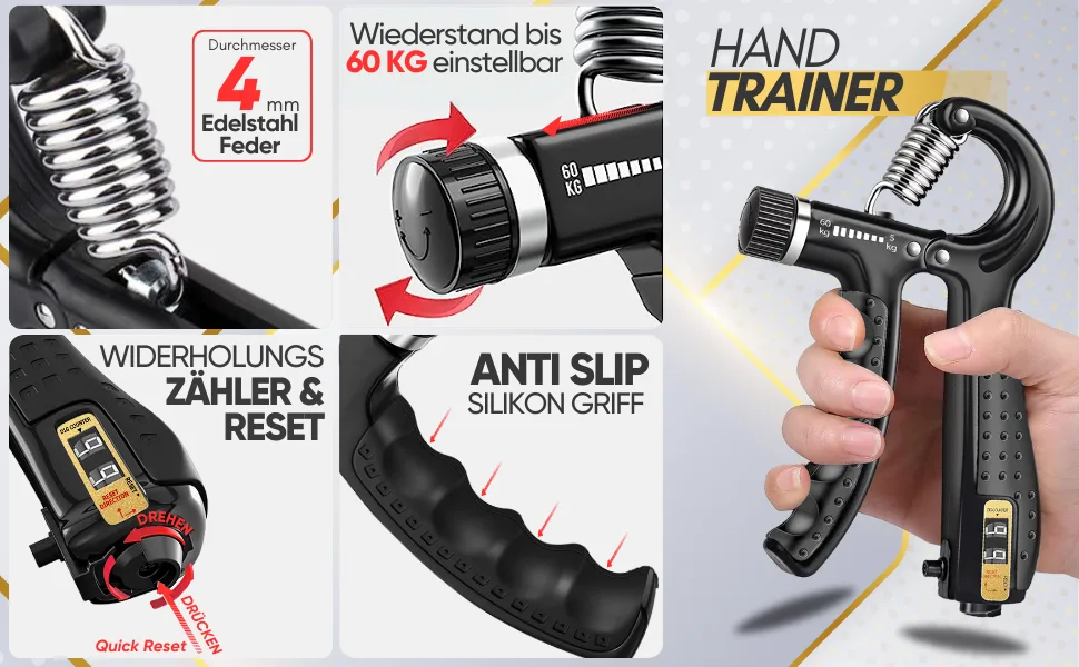 Straboss hand trainer finger trainer gripper trainer set adjustable forearm trainer finger trainer forearm training device grip trainer fitness hand training finger strength training black - 2x - product information 2