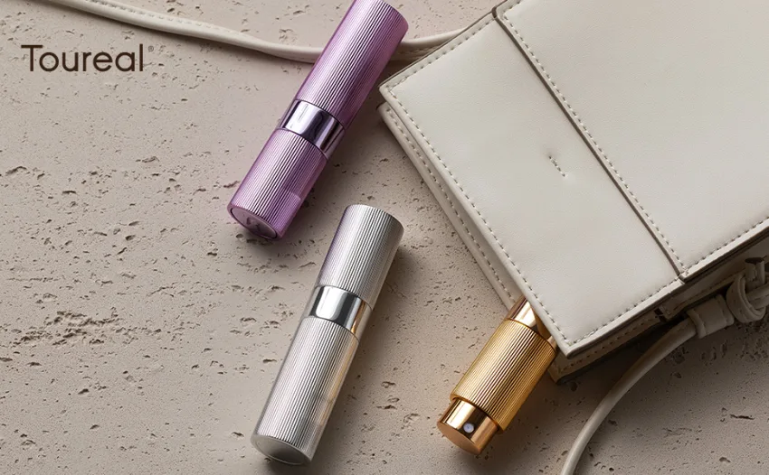 TOUREAL 8ML aluminum perfume atomizer replenished empty pinstripes perfume dust travel caterpillars bottle for on the go (silver) - product information 1