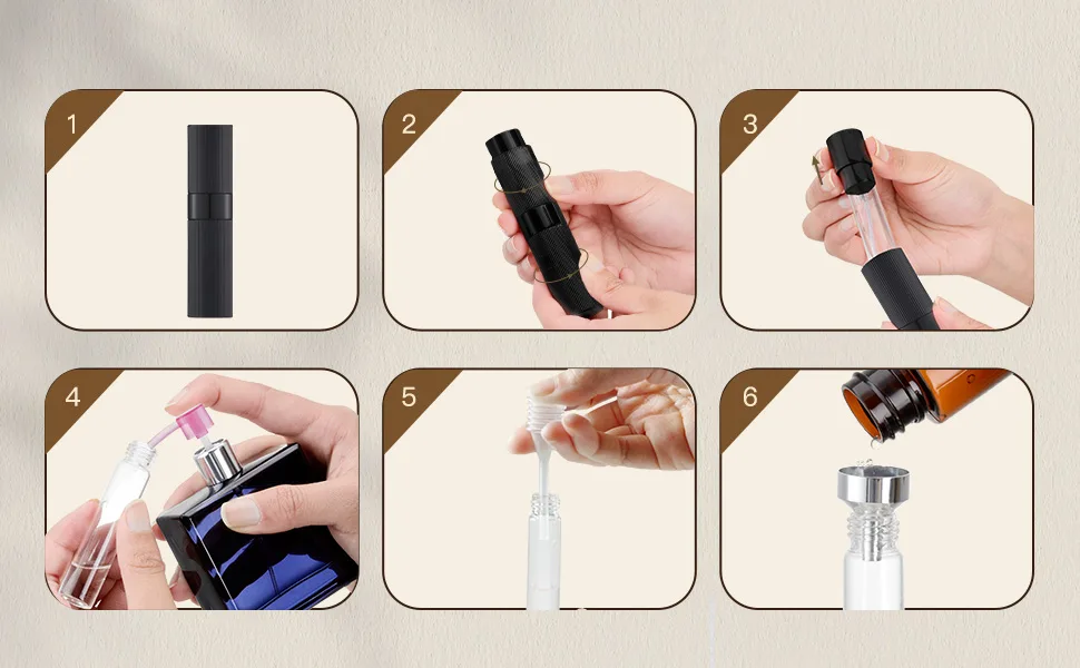 TOUREAL 8ML aluminum perfume atomizer replenished empty pinstripes perfume dust travel caterpillars bottle for on the go (silver) - product information 3