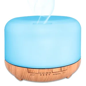 Diffusor for essential oils 450 ml aroma diffuser with 6 x 10 ml pure essential oil humidifier for aromatherapy diffusers with adjustable fog and 7 colors LED brown (450) - diffusore di oli essenziali